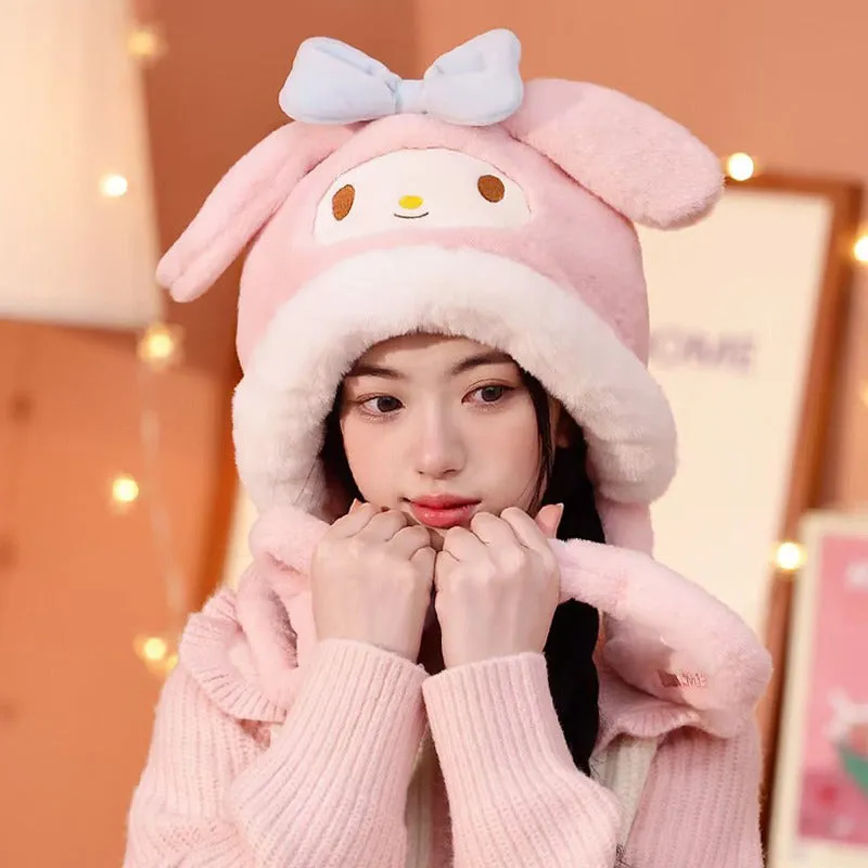 Fluffy My Melody Hat with Flap Dancing Ears