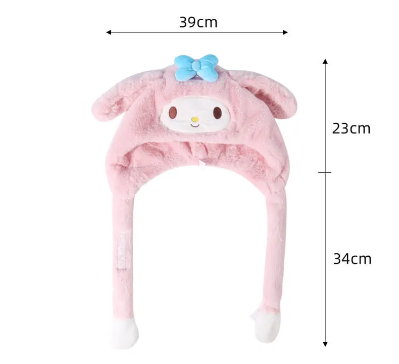 Fluffy My Melody Hat with Flap Dancing Ears