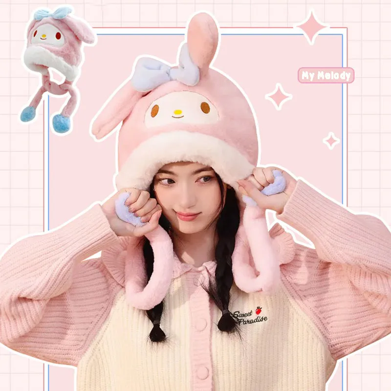 Fluffy My Melody Hat with Flap Dancing Ears