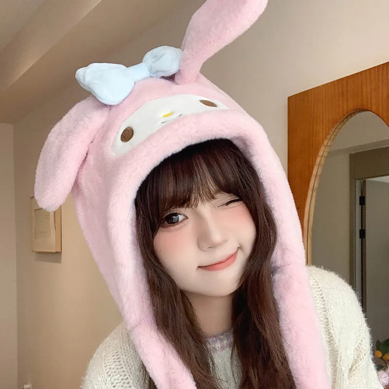 Fluffy My Melody Hat with Flap Dancing Ears