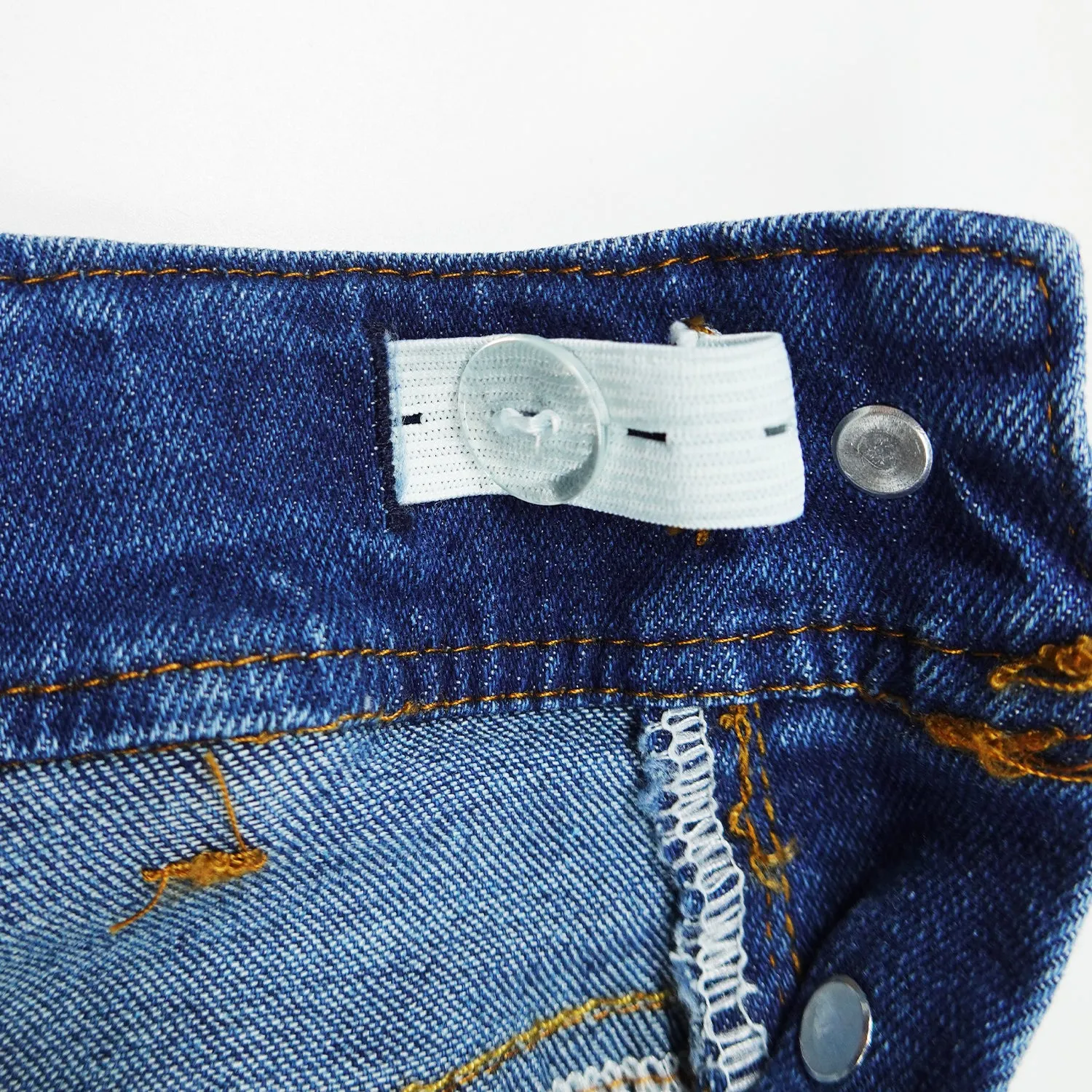 Girls Denim Overalls Washed Big Bib Flap Pockets Soft Stretchy Jumpsuit
