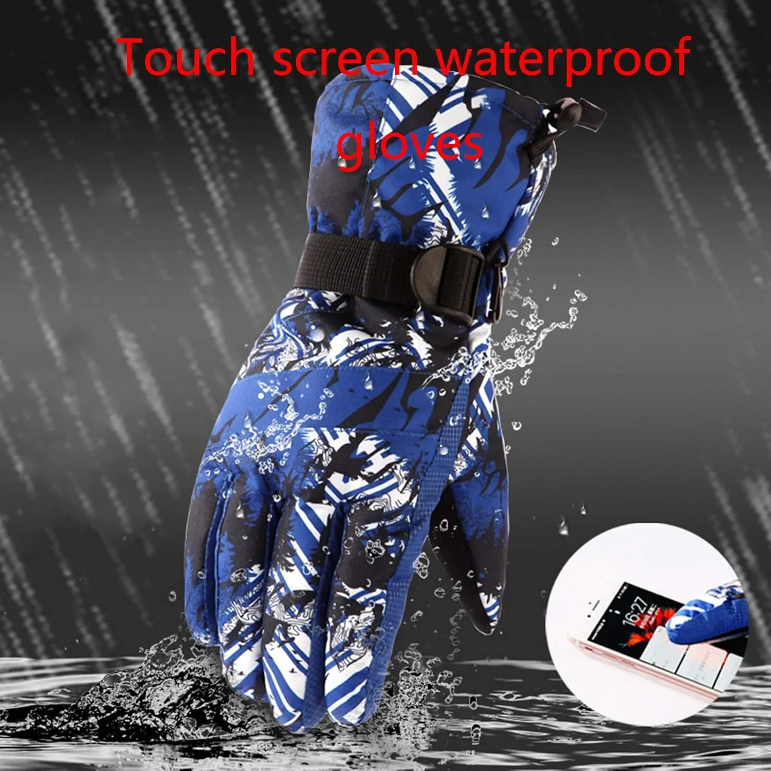 Gloves Winter Gloves Touch Screen,Light Rainproof Windproof Warm Non-Slip for Cycling Running Hiking (Size : M)