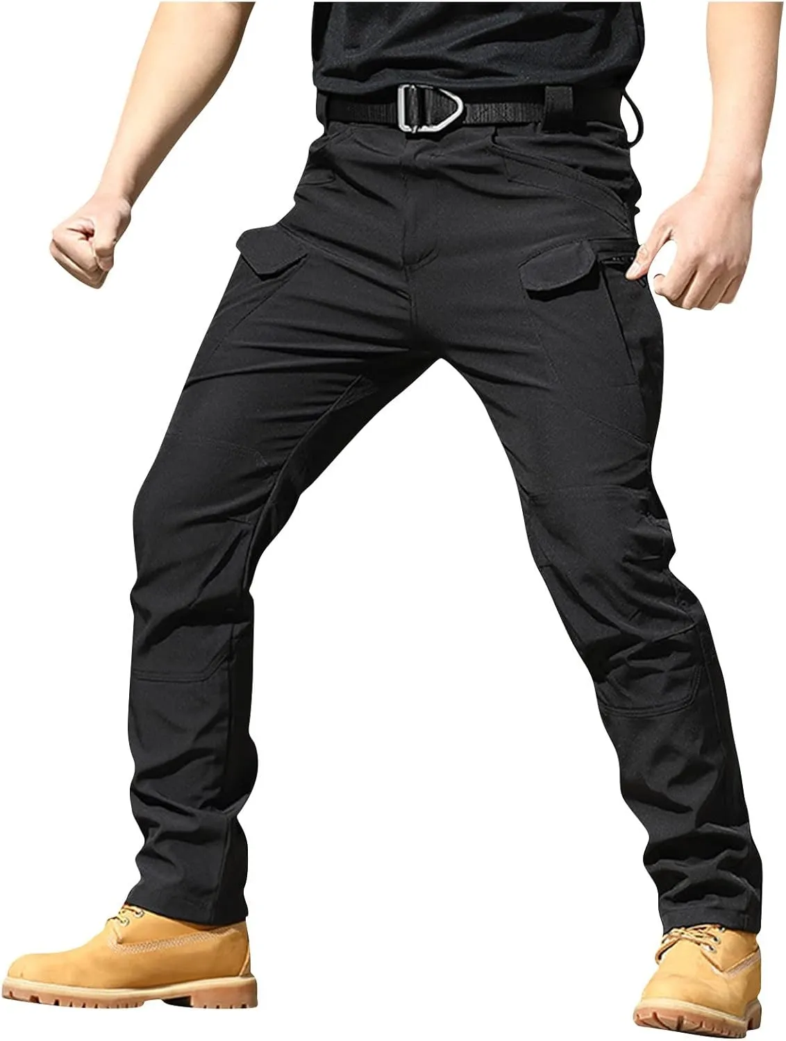 GOFULY Mens Cargo Pants Baggy Relaxed Fit Stretch Pants Tall Multi Pockets Hiking Pants Work Trousers Casual
