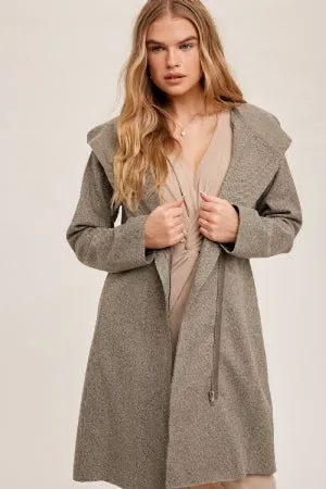 Grey Zip Up Hoodie Soft Coat