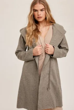 Grey Zip Up Hoodie Soft Coat