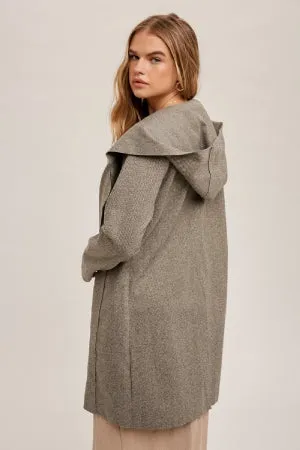 Grey Zip Up Hoodie Soft Coat