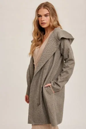 Grey Zip Up Hoodie Soft Coat