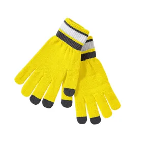 Holloway Bright Yellow/White/Graphite Acrylic Rib Knit Comeback Gloves