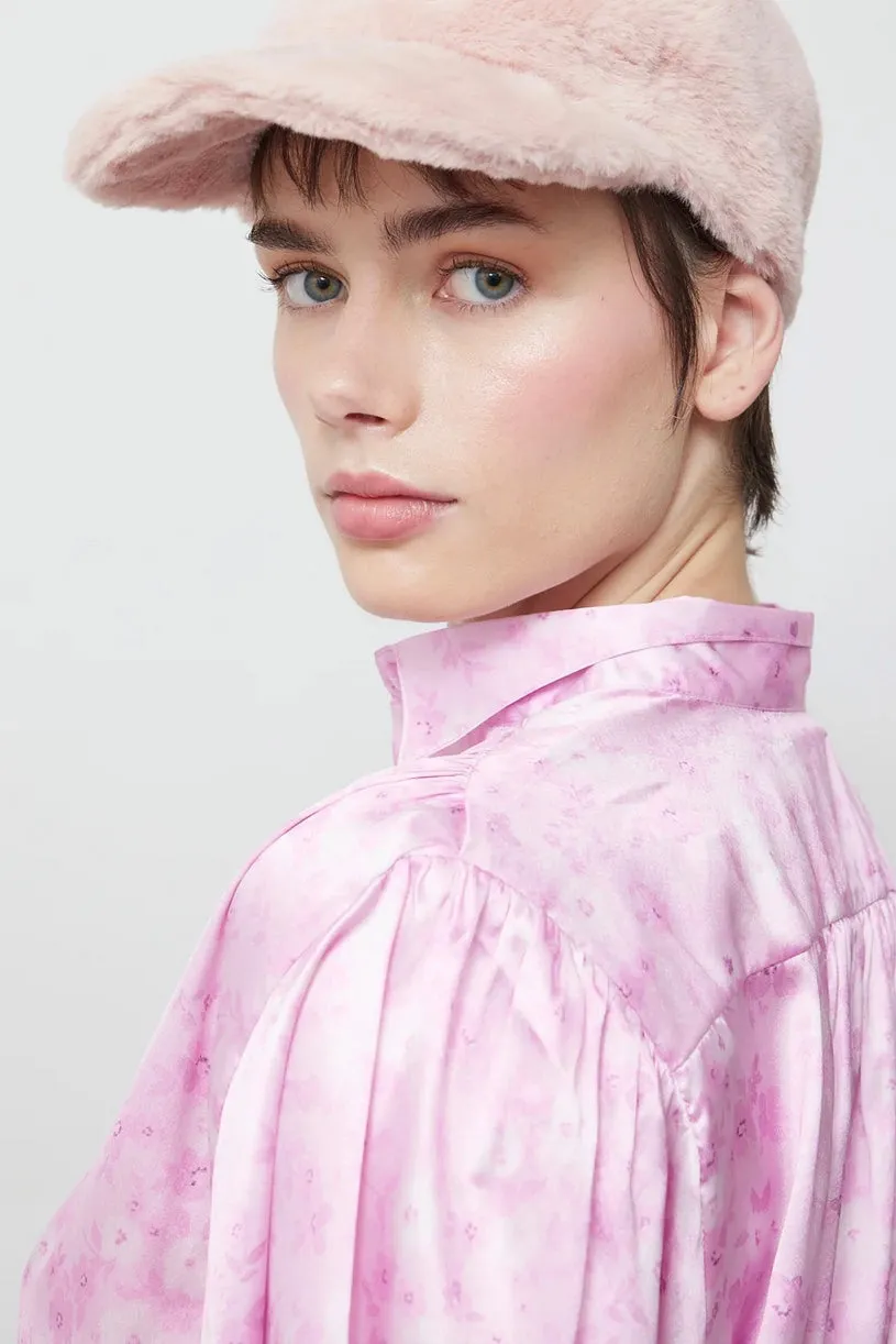 ILAG - Plomme Satin Blouse: Pink Flower