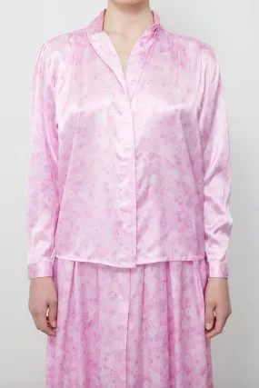 ILAG - Plomme Satin Blouse: Pink Flower