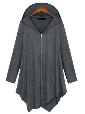 Irregular Cut Hooded Outerwear