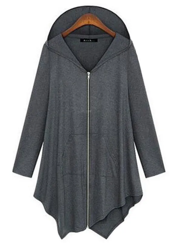Irregular Cut Hooded Outerwear