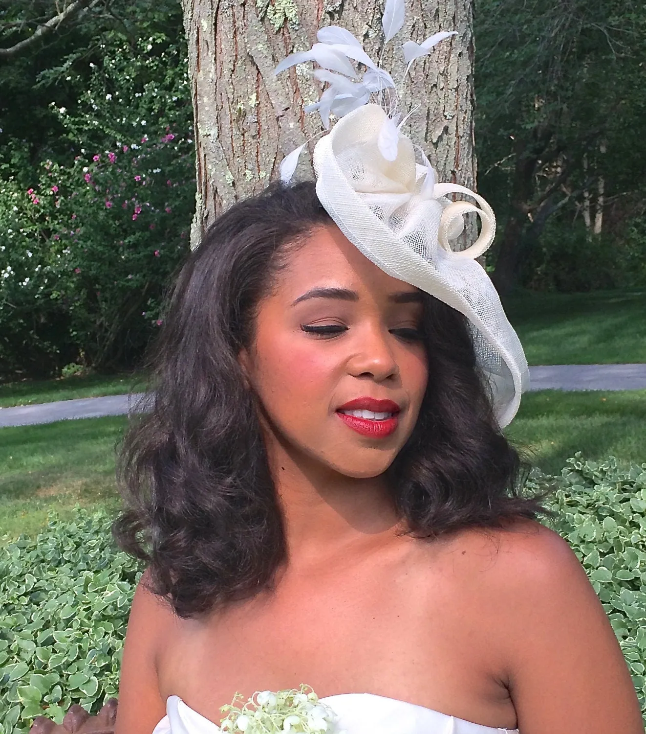 Ivory summer wedding hat, Bridal hat Ivory, Wedding hat in Ivory, Ivory summer Garden Party, Ascot Races, Derby Races or Belmont. Polo Match