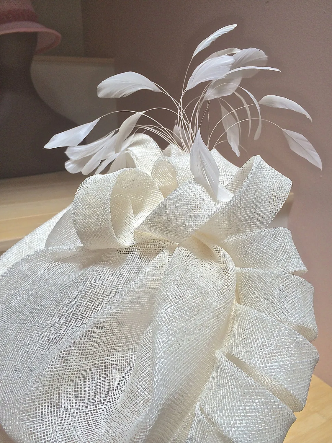 Ivory summer wedding hat, Bridal hat Ivory, Wedding hat in Ivory, Ivory summer Garden Party, Ascot Races, Derby Races or Belmont. Polo Match