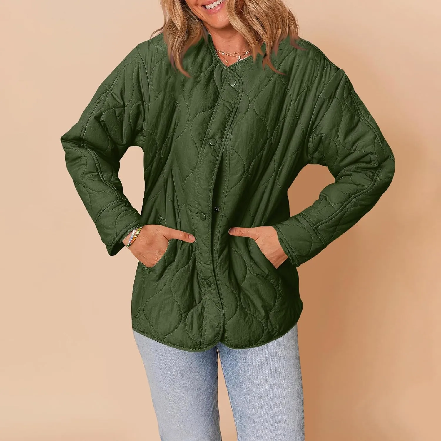 Jackets for Women Plain Quilted Puffer Jacket Fleece Lined Parka Comfy Soft Versatile Coats Womens Fashion Hoodies