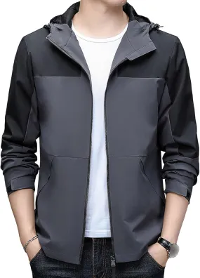 JEShifangjiusu Men Waterproof Breathable Hooded Jacket Raincoat Waterproof Rain Lightweight Running Windbreaker Outdoor Coat