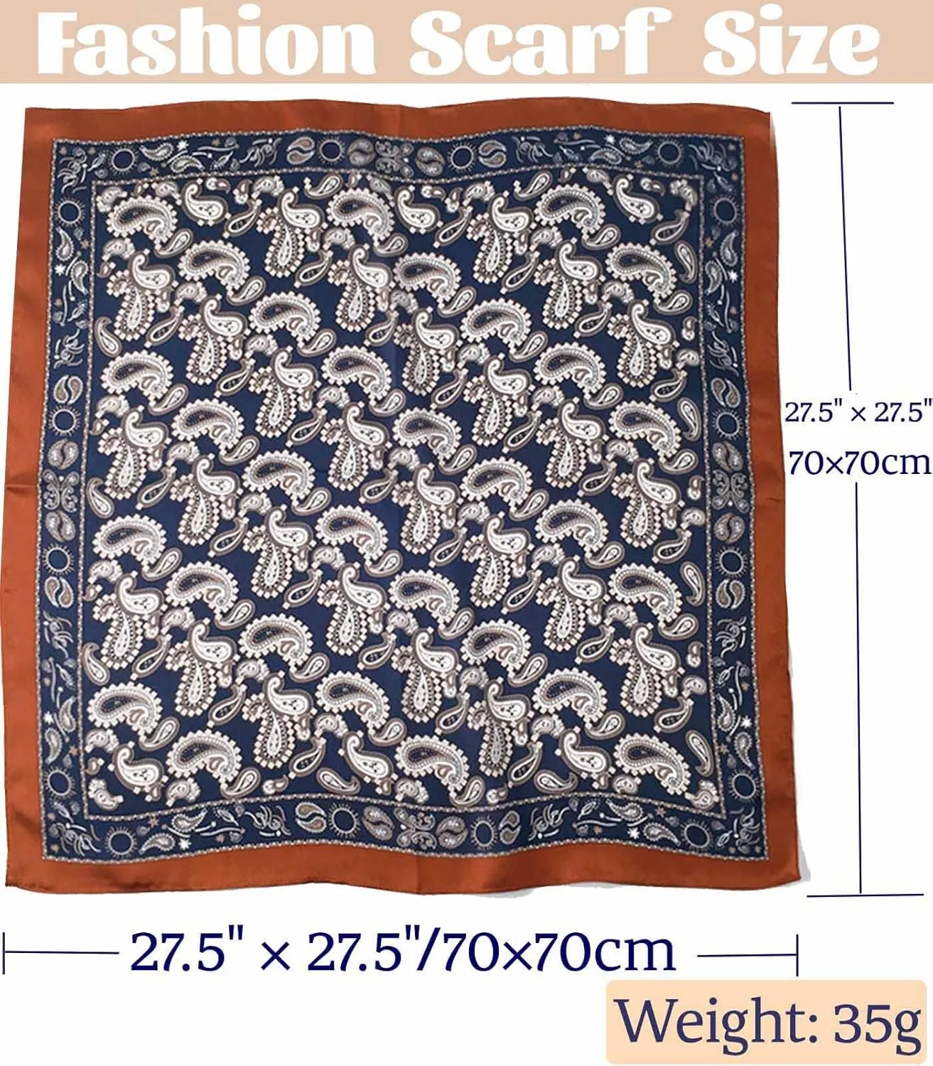 kcctoo 27.5" Mulberry Silk Feeling Head Scarf Women's Fashion Square Neck Satin Scarfs for Bag Hair Scarves Gift