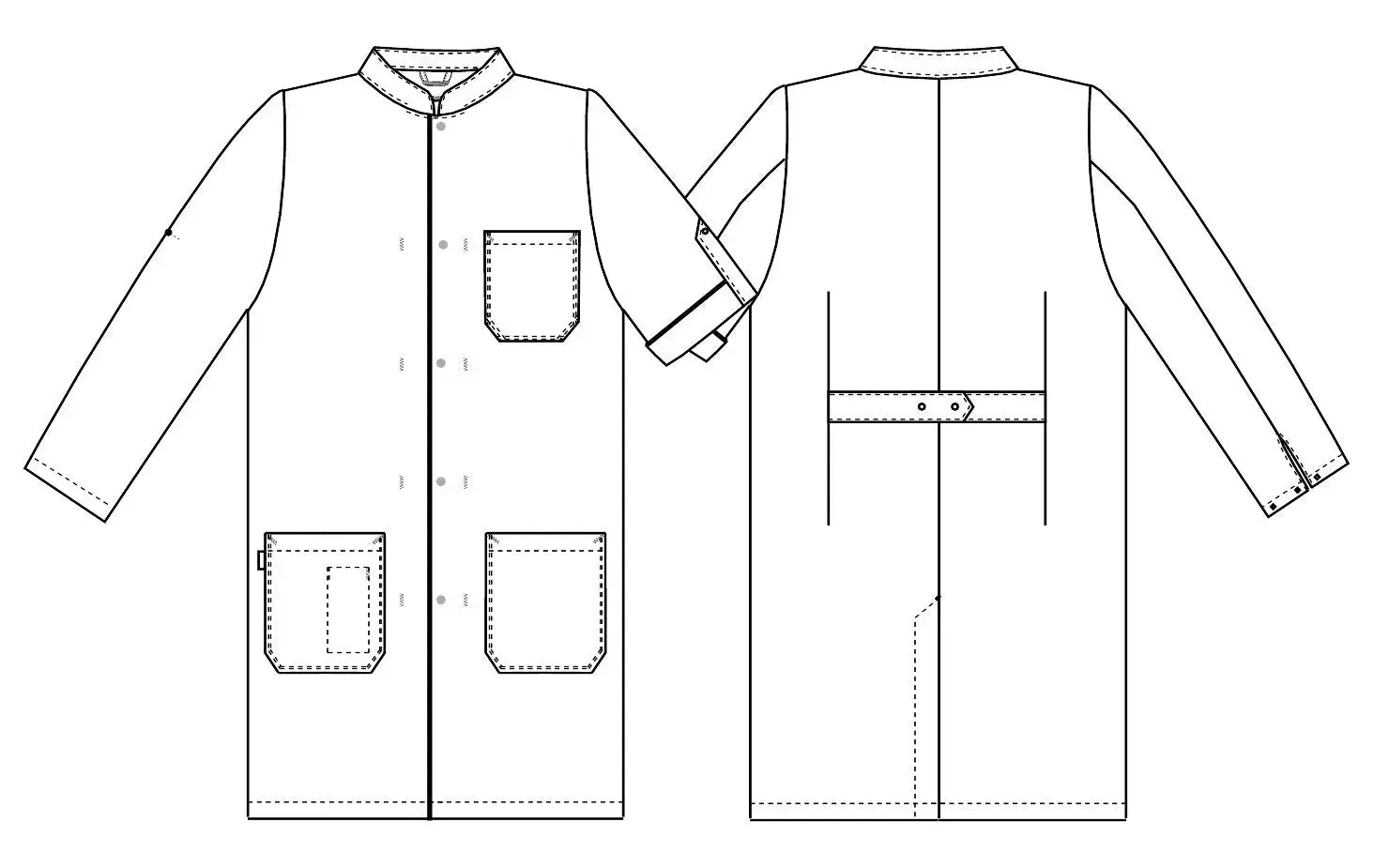 Kentaur Unisex Lab Coats with Stand Up Collar