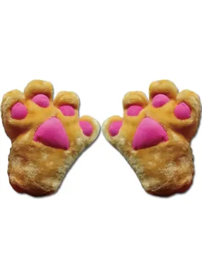 Light Brown Paw Plush Gloves