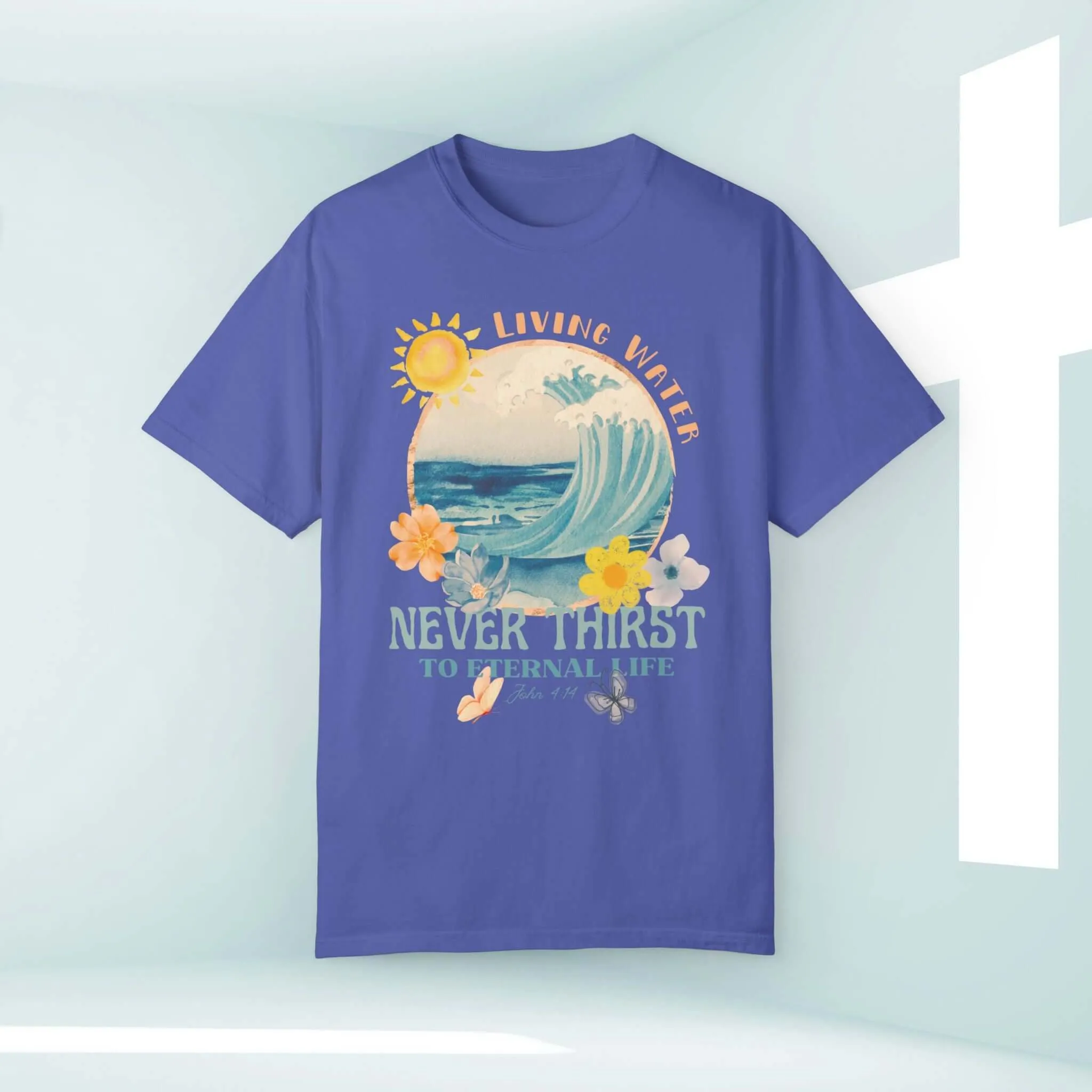Living Water Beach TShirt, Bible Verse Christian Shirt, Faith Shore Tee Shirt