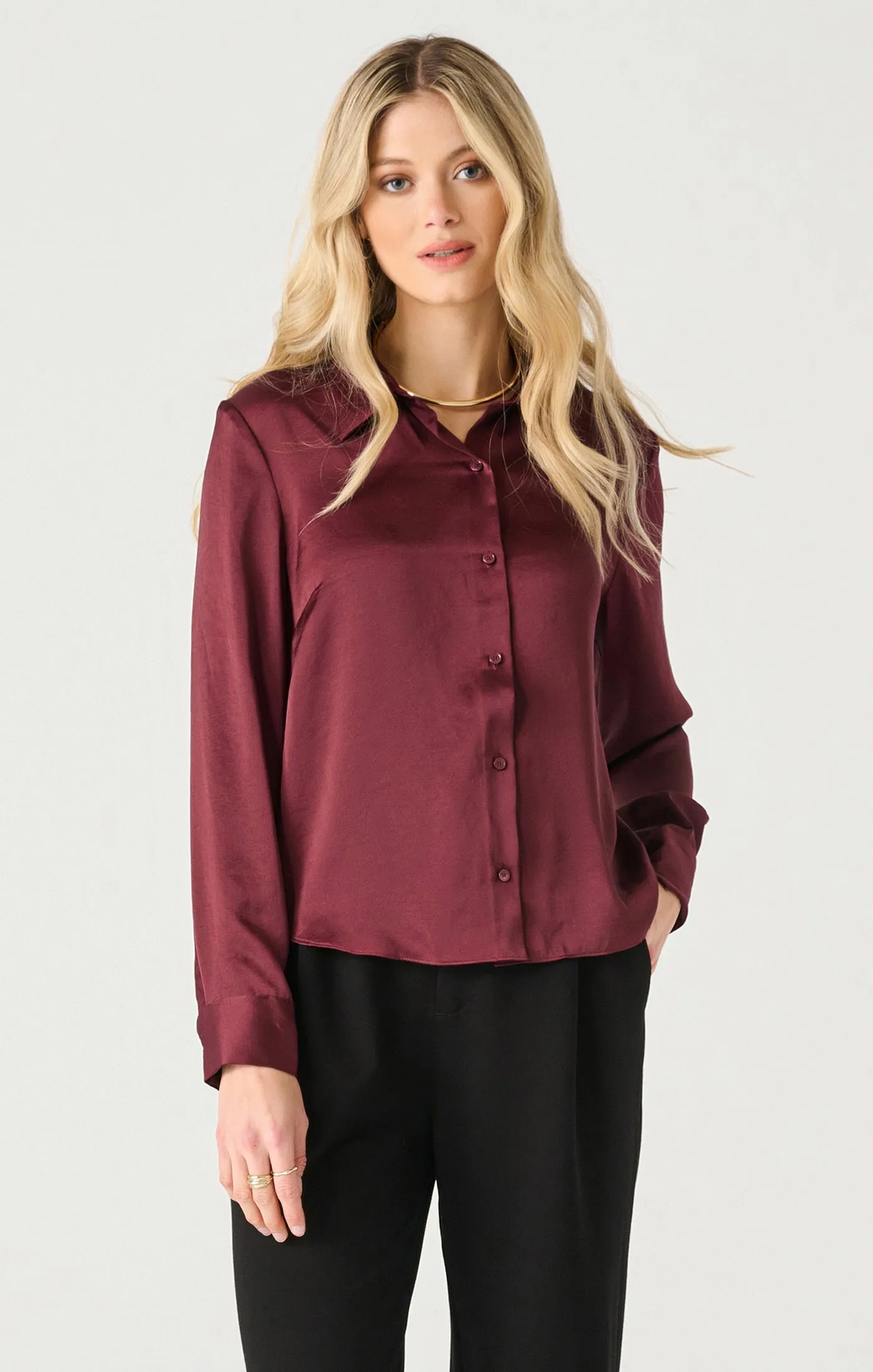 Ls Flowy Satin Blouse
