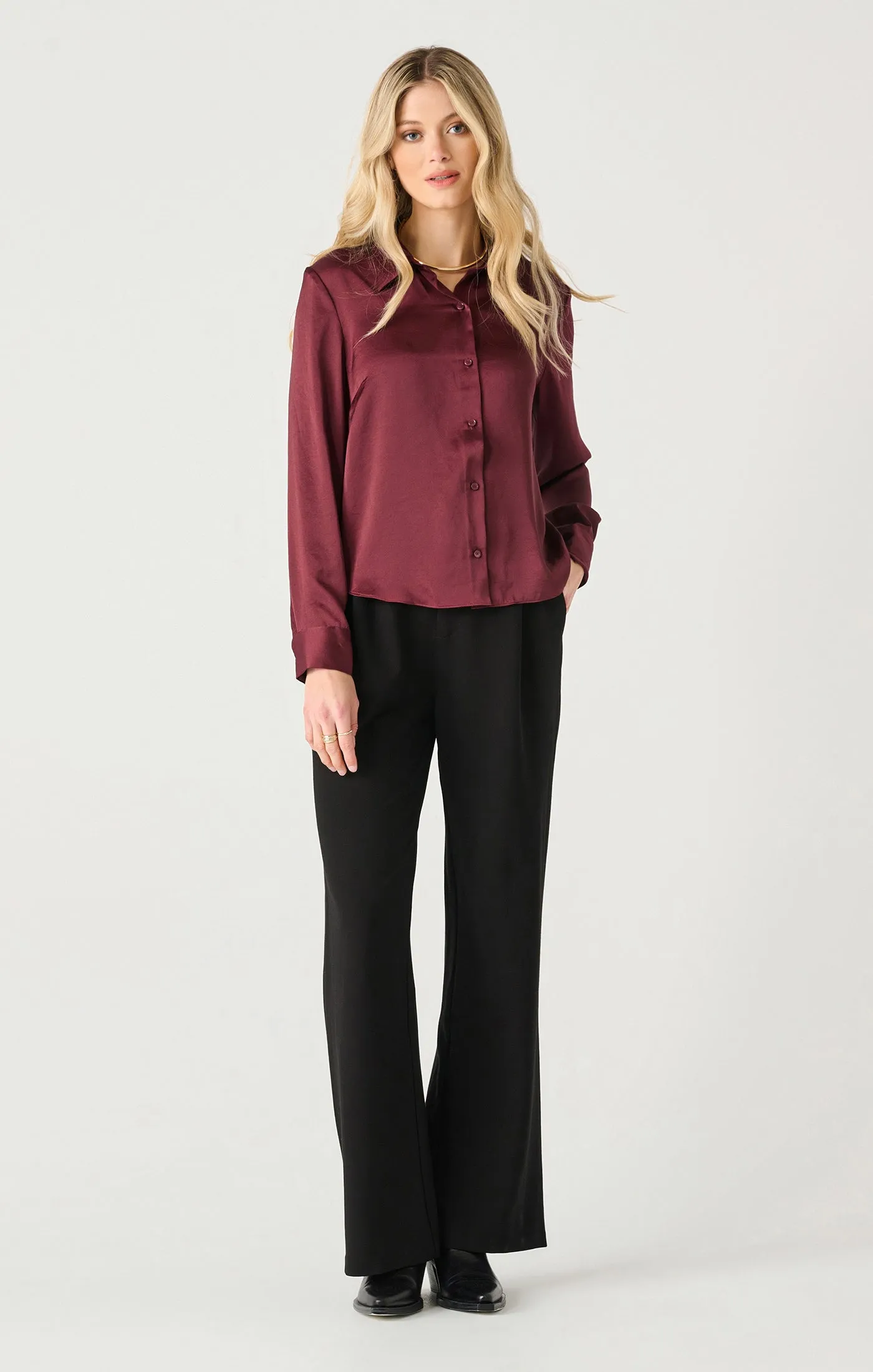 Ls Flowy Satin Blouse