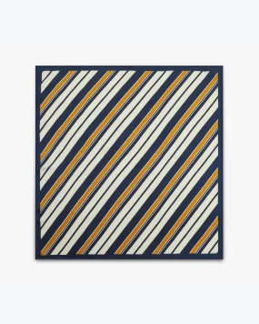Luxury Striped Twill Silk Square Scarf