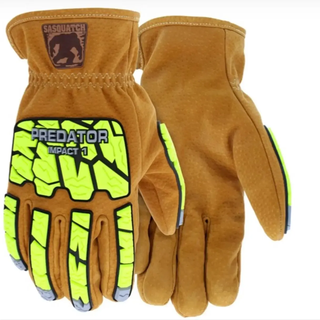 MCR SAFETY - Predator Impact TPR Back of Hand Protection, Leather Driver, Cut Abrasion and Impact Resistant, Wing Thumb