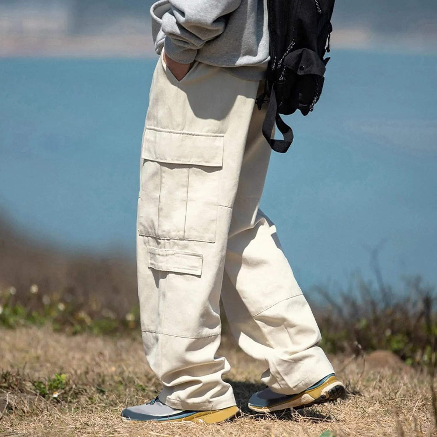 Men's Cotton Cargo Pants Multi-Pocket Trousers for Trekking Elastic Men's Pants Men's Twill Relaxed Fit Cargo Pant