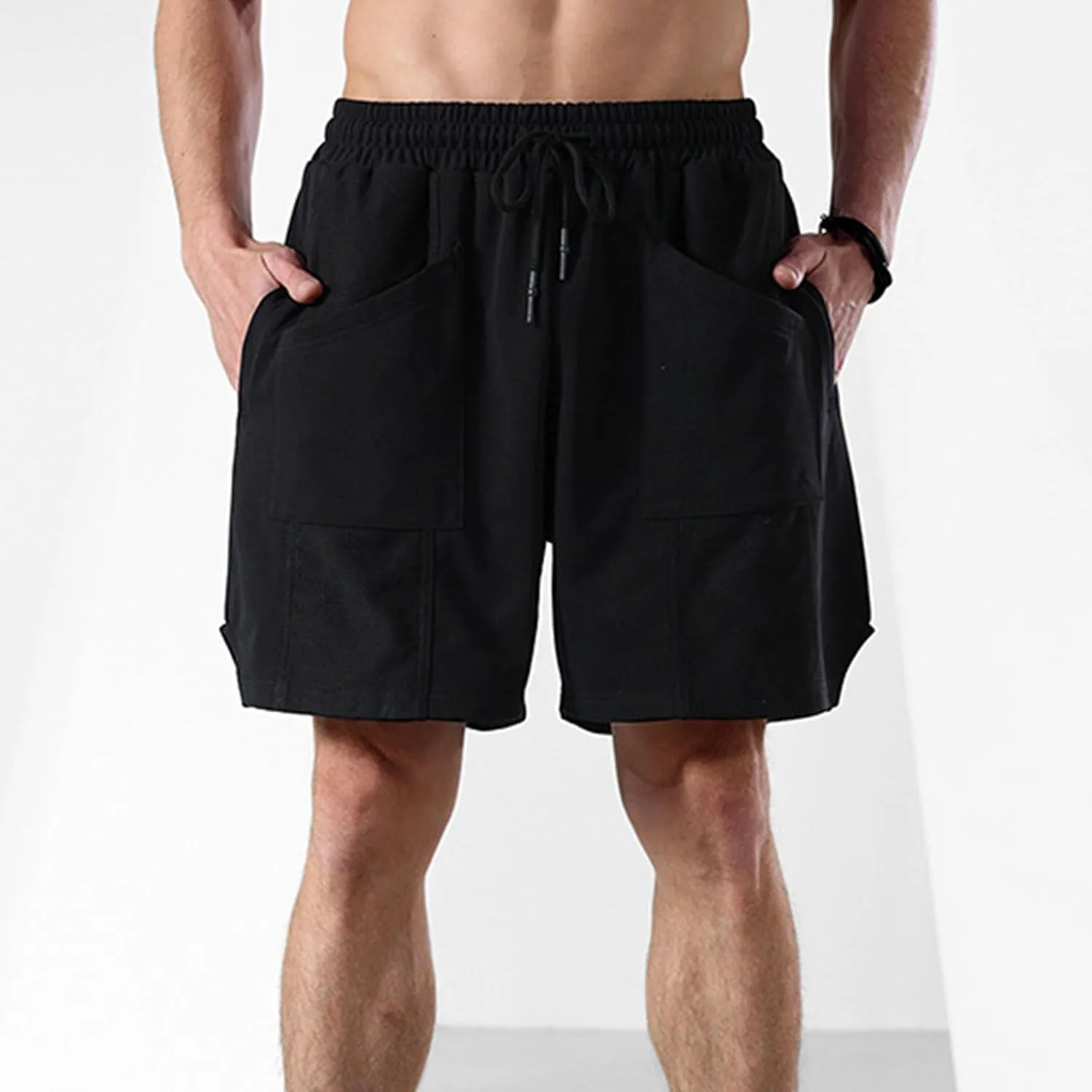 Men's Loose Multi-Pocket Straight Lounge Shorts Stylish Breathable Elastic Comfort Shorts Classic Relaxed Fit Short