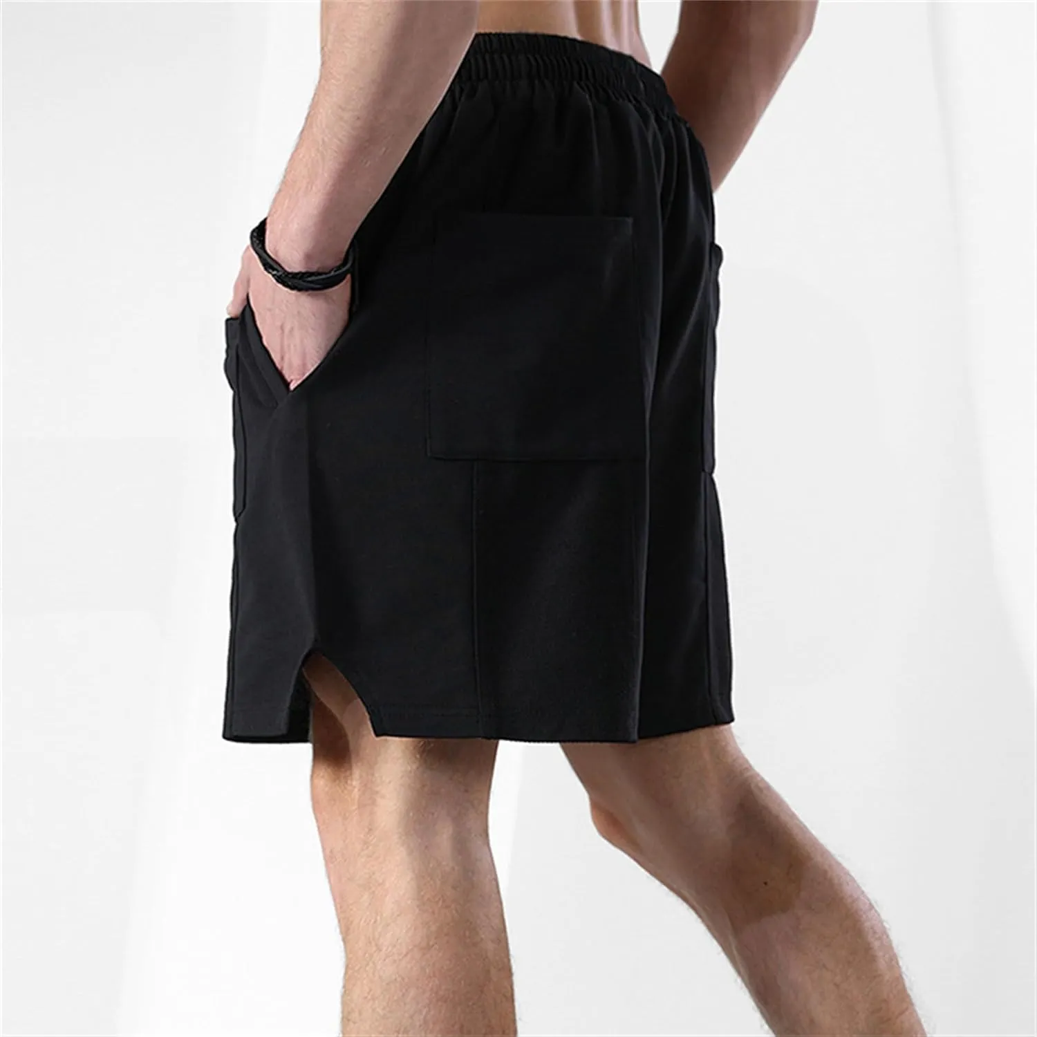 Men's Loose Multi-Pocket Straight Lounge Shorts Stylish Breathable Elastic Comfort Shorts Classic Relaxed Fit Short