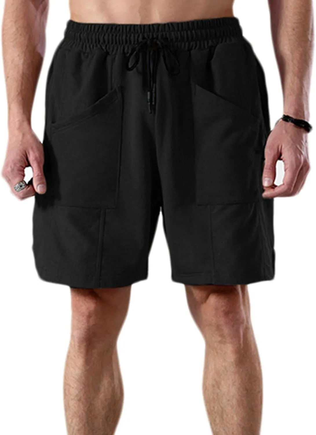 Men's Loose Multi-Pocket Straight Lounge Shorts Stylish Breathable Elastic Comfort Shorts Classic Relaxed Fit Short