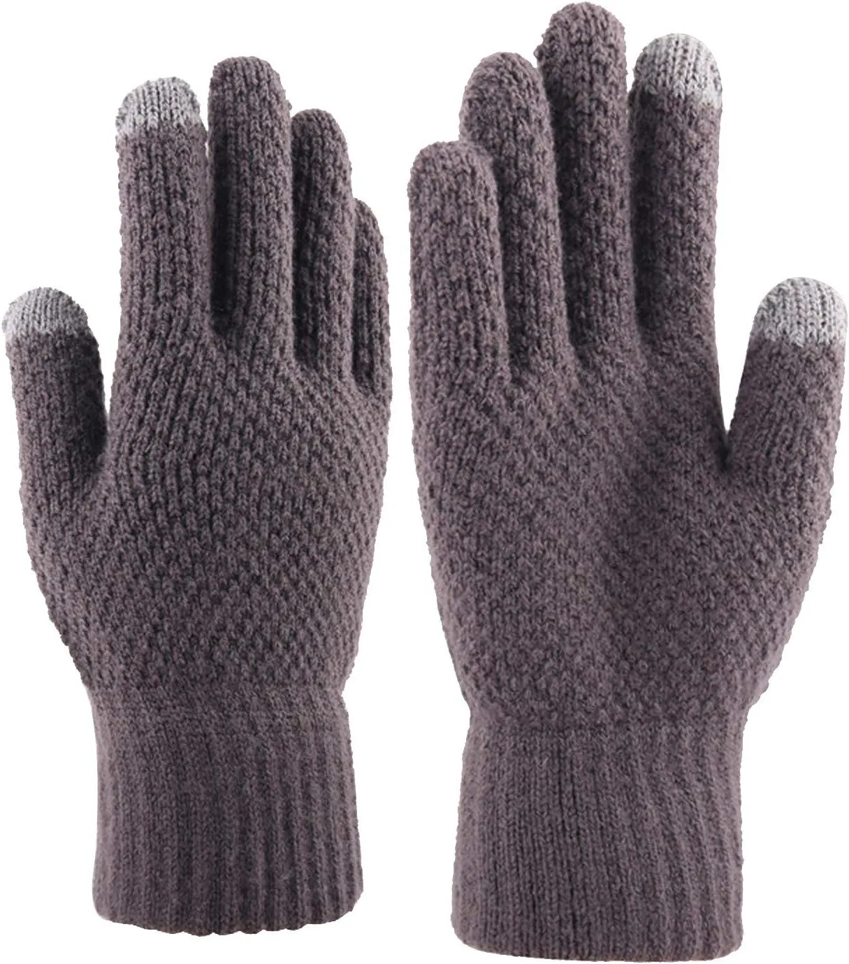 Mens Thermal Winter Touch Screen Gloves Texting Typing Thick Snow Driving Gloves with Elastic Cuff for Cold Day (Gray, Free size)