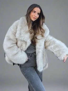 Metal Colored Sequin Woven Faux Coat