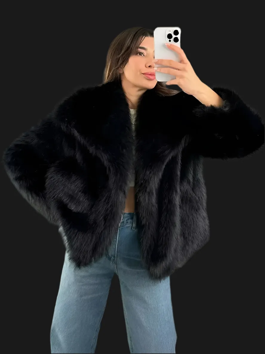 Metal Colored Sequin Woven Faux Coat