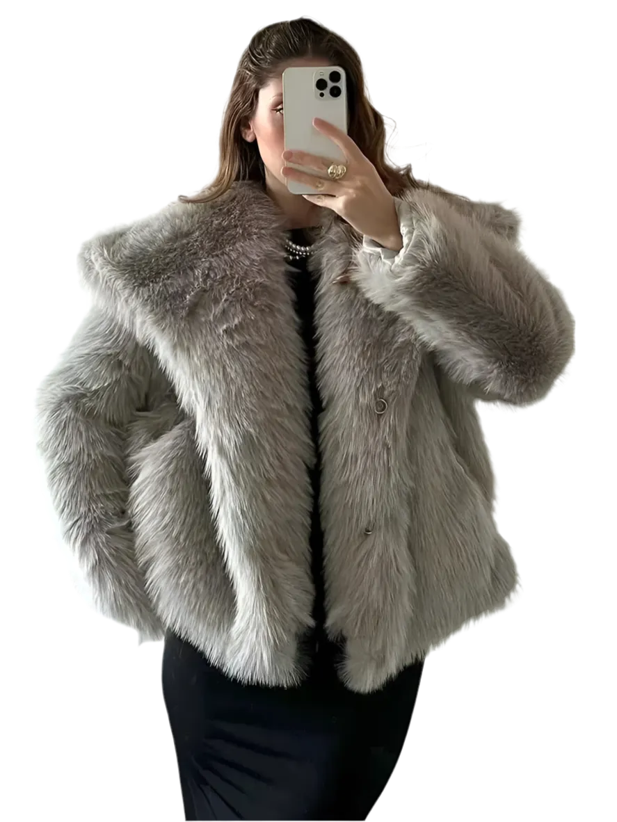 Metal Colored Sequin Woven Faux Coat