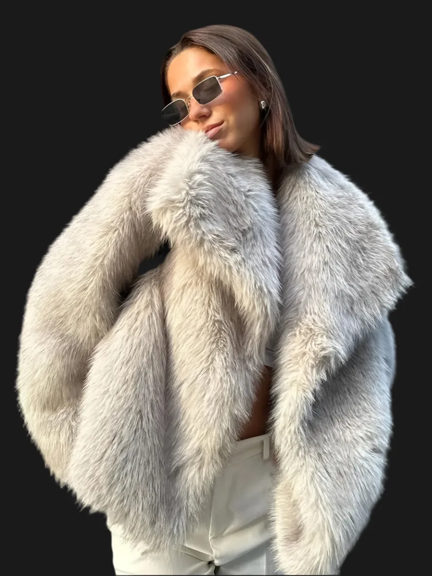 Metal Colored Sequin Woven Faux Coat