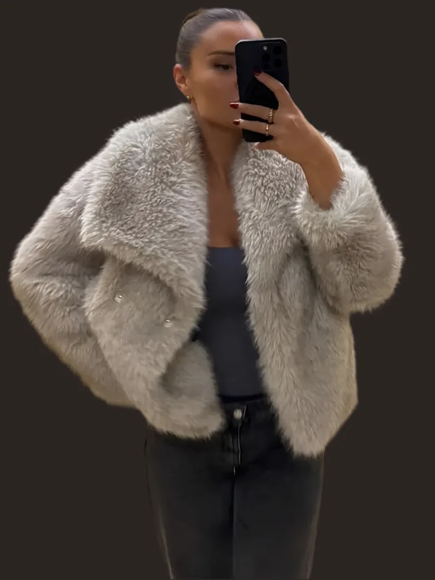 Metal Colored Sequin Woven Faux Coat