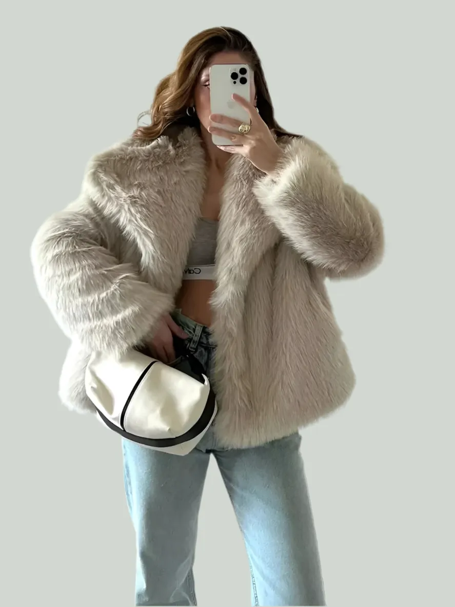 Metal Colored Sequin Woven Faux Coat