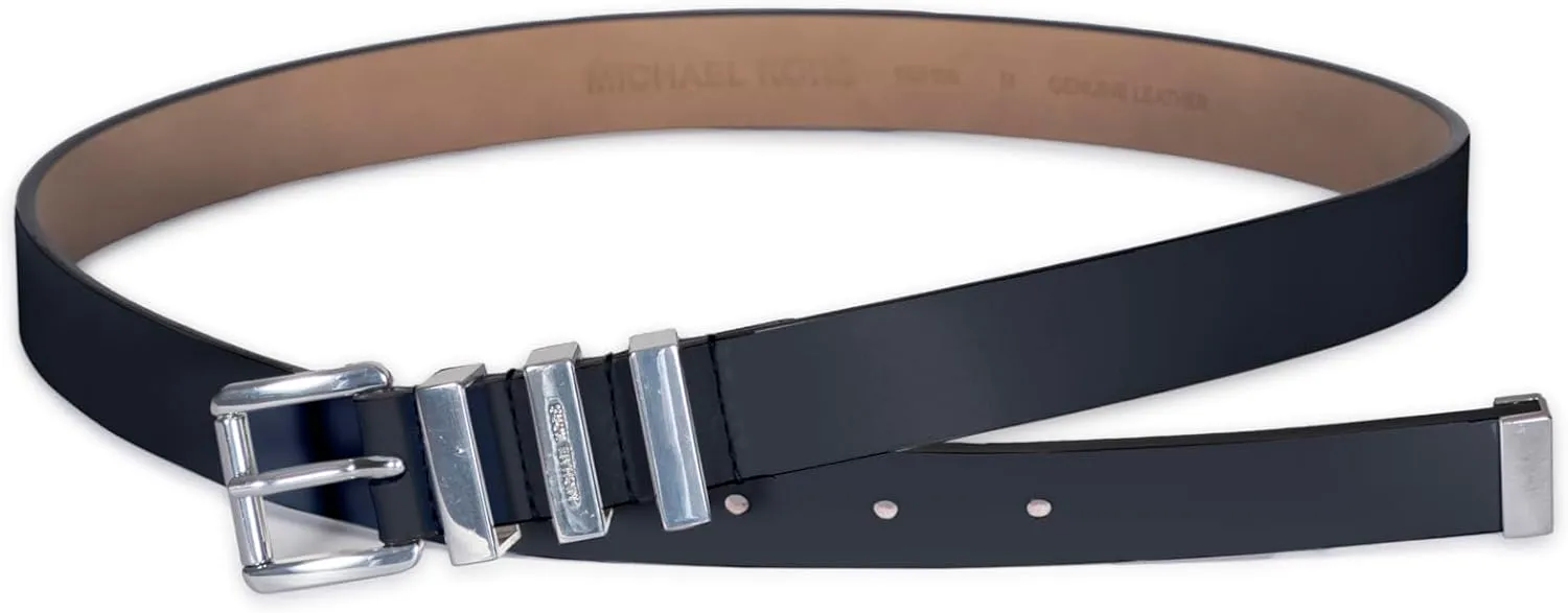 Michael Kors Women's 1 Inch Leather Belt with 3 Keepers, Stylish Fashion Accessory for Everyday Wear