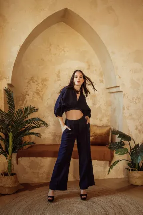 Mikaela Navy Flowy Pantsuit