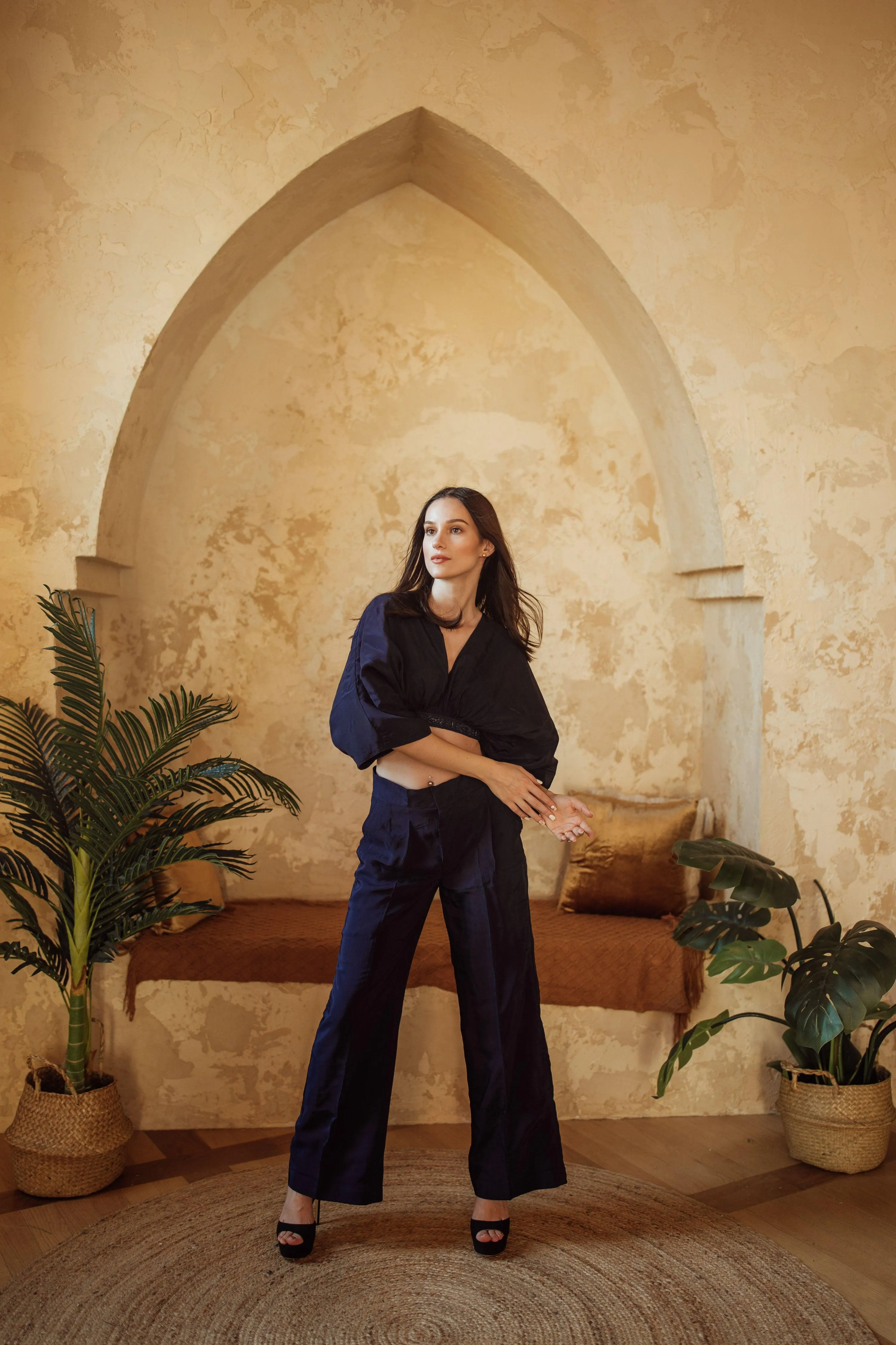 Mikaela Navy Flowy Pantsuit