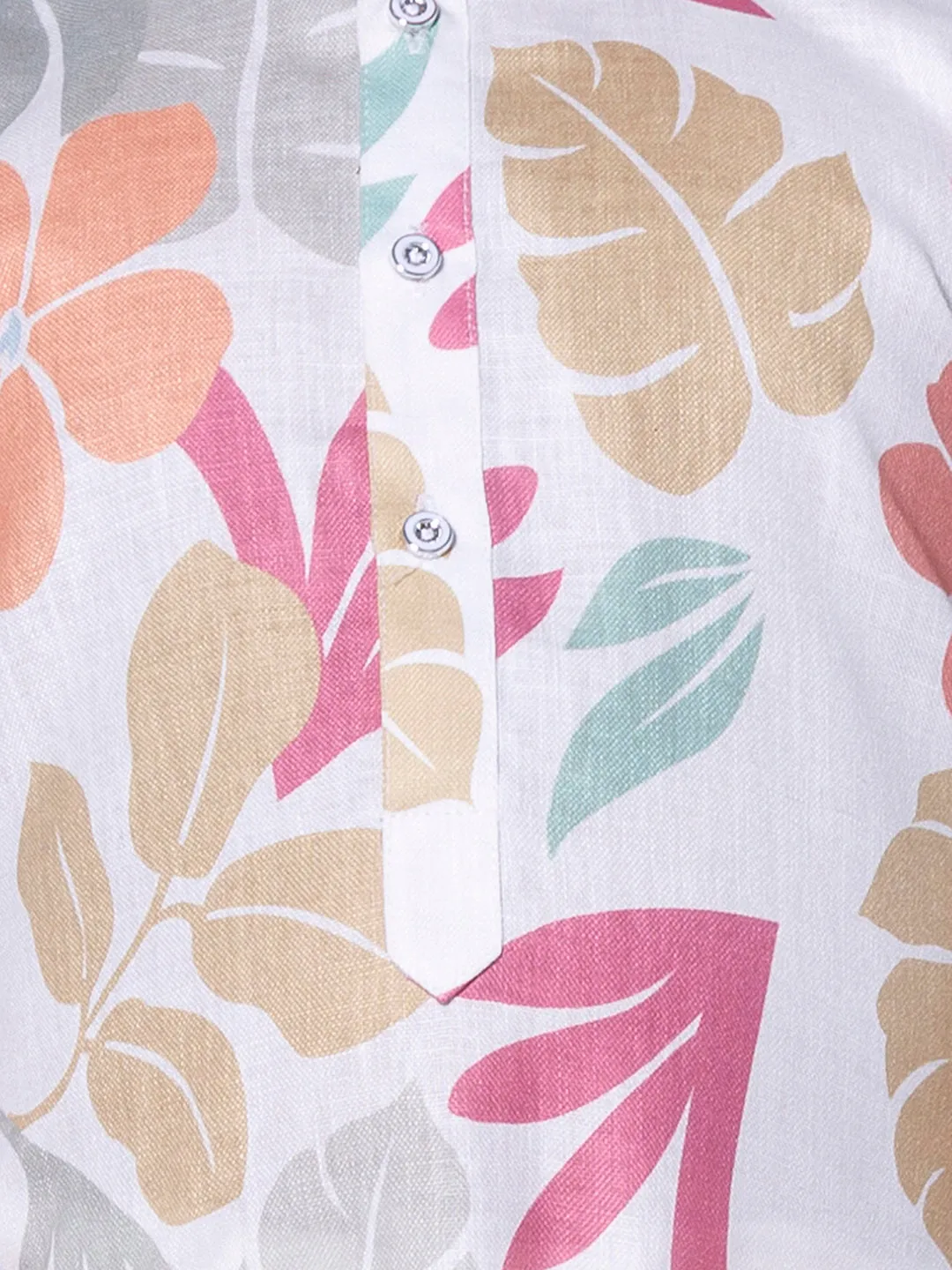Mini Stitch multicolour botinical printed kurta with pyjama- MULTICOLOUR