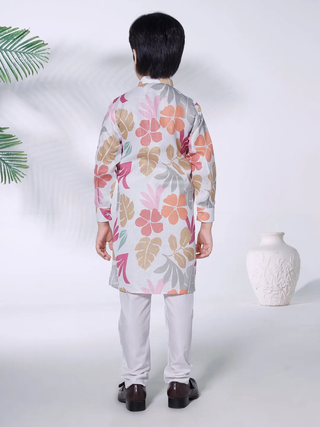 Mini Stitch multicolour botinical printed kurta with pyjama- MULTICOLOUR