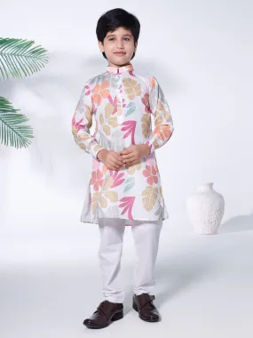 Mini Stitch multicolour botinical printed kurta with pyjama- MULTICOLOUR