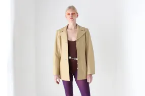 Minimal 90s LAMBSKIN Leather Buttery Soft Neutral Coat