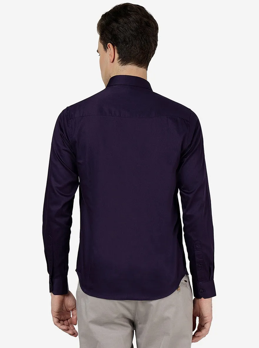 Mulberry Purple Solid Slim Fit Casual Shirt | Greenfibre
