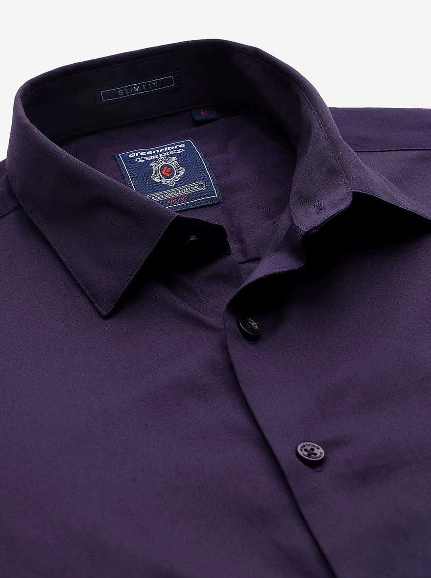 Mulberry Purple Solid Slim Fit Casual Shirt | Greenfibre