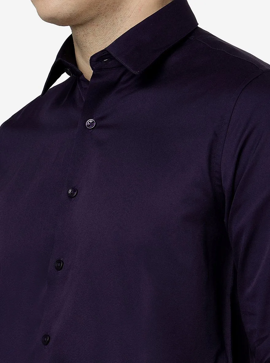 Mulberry Purple Solid Slim Fit Casual Shirt | Greenfibre