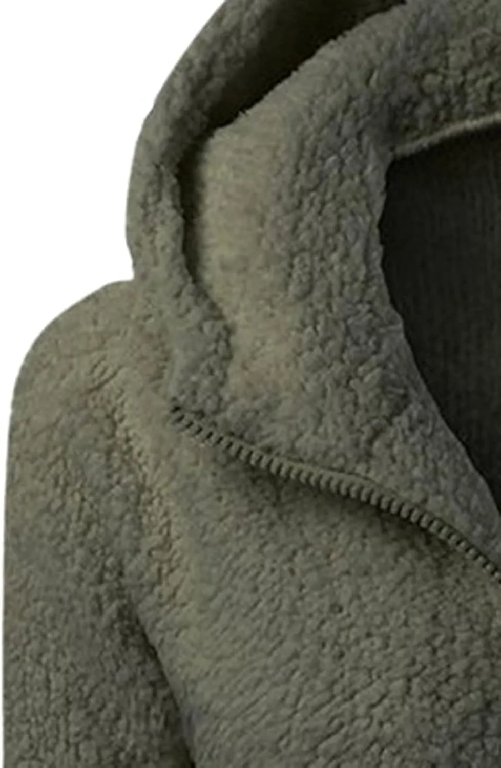 Mzkdieey Women's Hooded Sherpa Jacket Casual Winter Warm Furry Fleece Soft Teddy Coat Zip Up Hooded Sweatshirt with Pockets